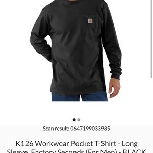 Carhartt mens long sleeve pocket t-shirt. New with tags. XL black